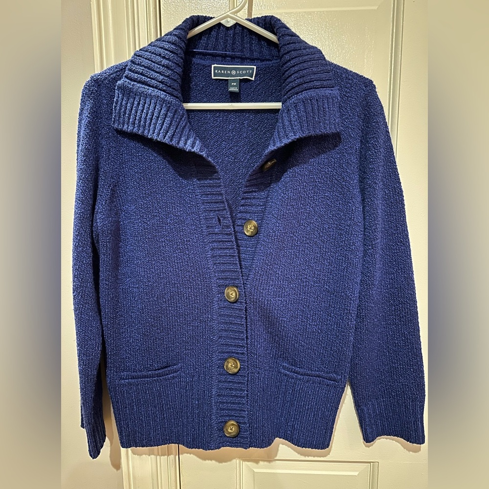Karen Scott Women's Royal Blue Cardigan with Button Accents